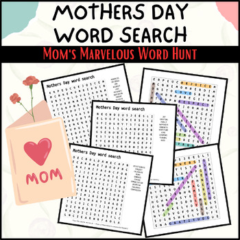 Preview of Mothers Day Word Search for Kids and Adults | Printable Puzzle Fun for All Ages