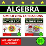 Mothers Day and Fathers Day Math Coloring Algebra 1