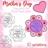 Mothers Day easy cut & fold flower to heart card 10 variations