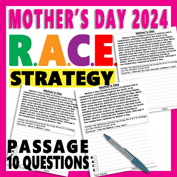 Preview of Mothers day 2024 RACE Strategy Worksheets, Reading & Comprehension Passage