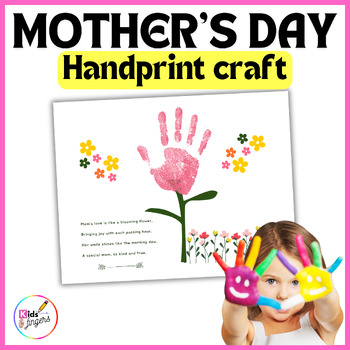 Mothers day Handprint Art Craft by Kids Fingers | TPT