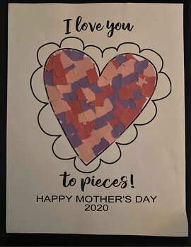 Mothers day I love you to pieces gift parent mom classroom torn paper