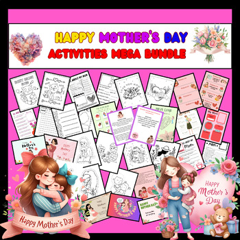 Preview of Mothers day Kindergarten NO PREP Activities: Coloring, Writing, Gift Cards..