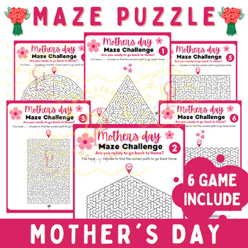 Preview of Mothers day Maze puzzle Math logic Game problem solving skills activity middle