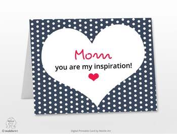 Preview of Mothers day,Printable card, for mom, card for mom,Heart ,love, Digital file