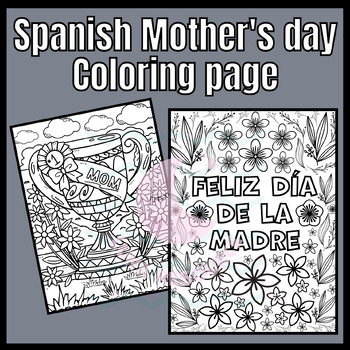 Preview of Mothers day día de la Madre coloring page SPANISH craft activity Unit Sub Plans