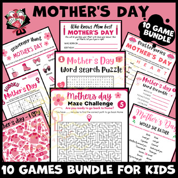 Preview of Mothers day icebreaker game BUNDLE phonics main idea word work activity middle