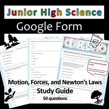 Preview of Motion, Forces, and Newton's Laws Study Guide - Junior High Science