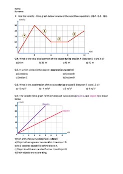 Worksheet Velocity Graph.pdf - Section: Name: Date: Velocity-Time Graph  Worksheet Part I: Time hours 1. Above is a velocity-time graph of a moving