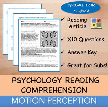 Preview of Motion Perception - Psychology Reading Passage - 100% EDITABLE