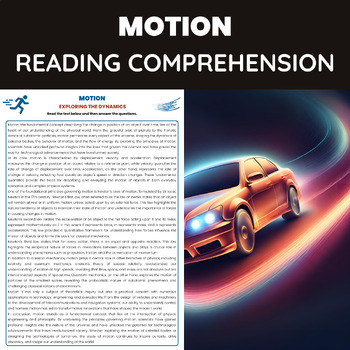 Preview of Motion Reading Comprehension Passage for Physics Basic Principles