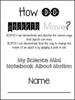Preview of Motion Science Minibook 1st Grade