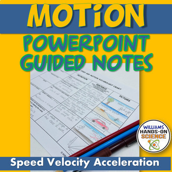 Preview of Motion Speed Velocity Acceleration Graphing PowerPoint Guided Notes NGSS PS2.A