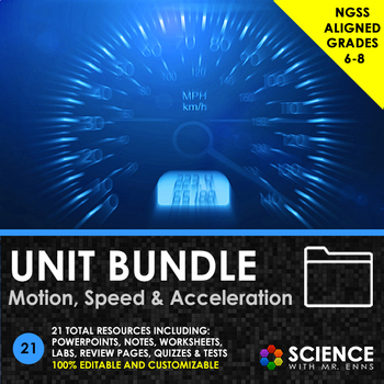 Preview of Motion Speed and Acceleration Physics Unit on Speed Acceleration & Velocity