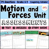Motion and Forces Test Quiz Study Guide Speed Velocity New