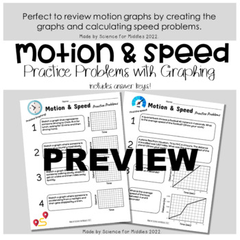 Preview of Motion and Speed Practice Problems - includes graphing