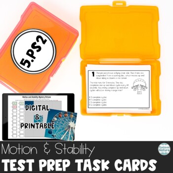 Preview of Motion and Stability Test Prep Review Task Cards - TNReady Science 5.PS2