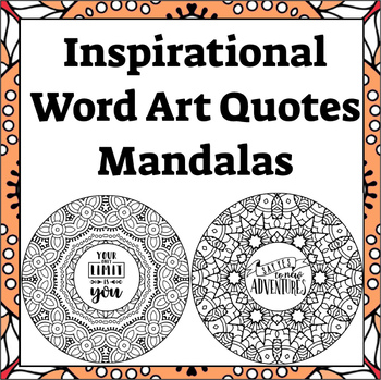 Preview of Motivating and Inspirational Word Art Quotes Mandalas Coloring Book 2- 50 sheets