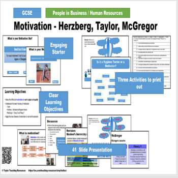 Preview of Motivation 2 - Herzberg, Taylor, McGregor - GCSE Business Studies - Full Lesson