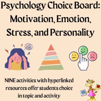Preview of Motivation, Emotion, Stress, and Personality Choice Board (AP Psychology Unit 7)