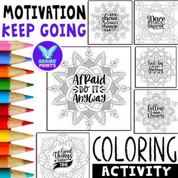 Preview of Motivation Keep Going Coloring Pages Positive Classroom Activities NO PREP