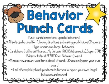 Preview of Motivational Behavior Punch Cards