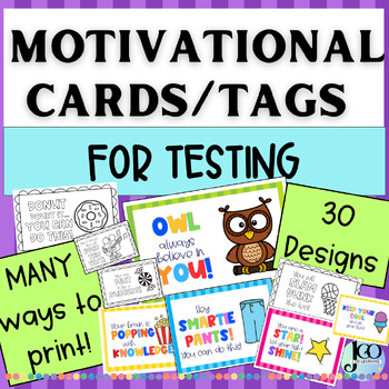 Preview of Motivational Cards and Tags for Testing, Test Encouragement
