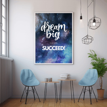 Preview of Motivational Classroom Posters For Decor: Dream Big, Work Hard, Succeed