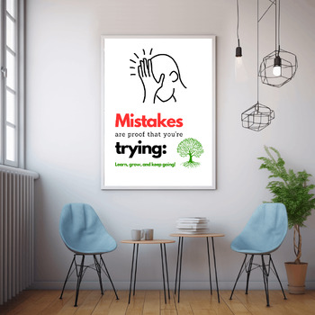 Preview of Motivational Classroom Posters For Decor: Positivity and Learning from Mistakes