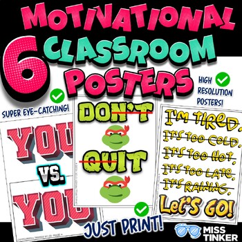 Preview of Motivational Classroom Posters, Super Cool, Eye-Catching, Resilience Poster!