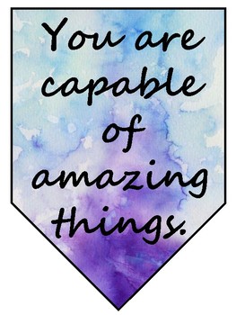 Motivational Classroom Quotes on Watercolor Banner 