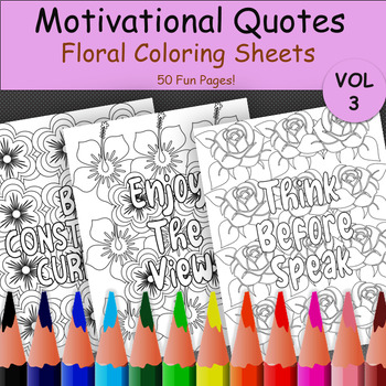 Preview of Motivational Coloring Sheets | Floral Coloring Pages for Personal Growth