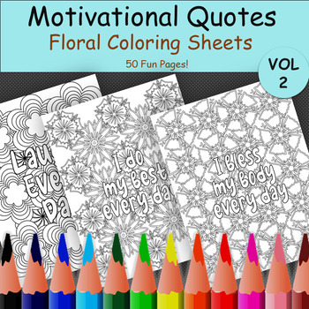 Preview of Motivational Coloring Sheets | Floral Coloring Pages for Self-acceptance