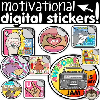 Preview of Motivational Digital Stickers *Distance Learning*