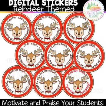 Digital Stickers: Reindeer Themed Motivation by Creative Cabin Designs
