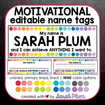 Motivational Editable Desk Tags / Nameplates