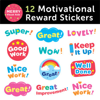 Preview of Freebie - 12 Motivational Reward Cute Digital Stickers