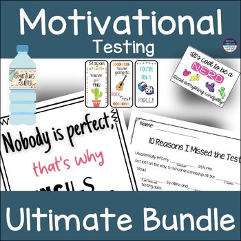 Preview of Motivational Encouragement Testing Bundles- Bookmarks, Labels, Sheets, Posters