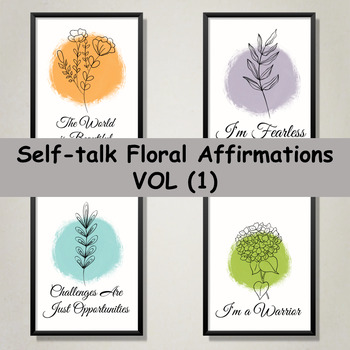 Preview of Motivational Floral Affirmations for Self-love, Self-care, and Self-acceptance