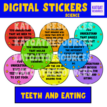 Preview of Motivational Grading and Assessment Digital Stickers- Teeth and Eating