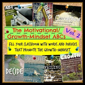 Preview of Motivational/Growth-Mindset ABCs Posters for Classrooms or Schools - volume two