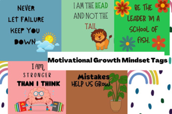 Preview of Motivational Growth Mindset Brag Tags, Digital Stickers / Digital Brag Tags.