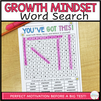 Preview of Motivational Growth Mindset Word Search Free