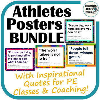 Preview of Motivational Gym Posters Printables for PE Classes & Coaching: Inspiring Quotes