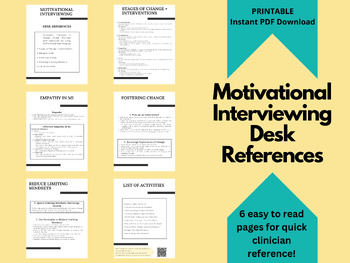 Preview of Motivational Interviewing Desk Reference | school counselor, social worker