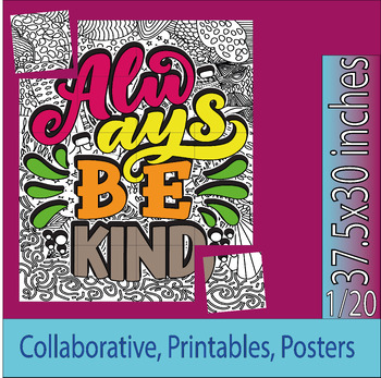 Preview of Kindness Collaborative Project Poster | Be Kind - Classroom Kindness-Activities