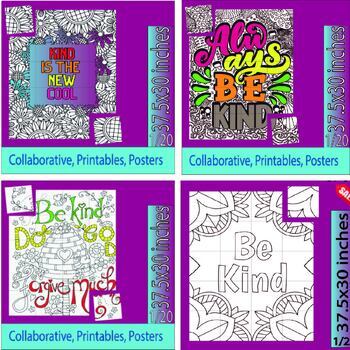 Preview of Kindness Collaborative Project Poster | Be Kind - Classroom - Activities Bundle