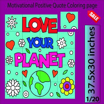 Preview of World Water Day Motivation Positive Quote Coloring Page Collaborative Poster