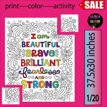 Preview of Motivational Positive Quote Coloring Pages | Collaborative Poster Art Activity