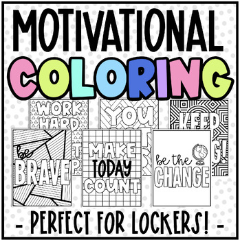 Preview of Motivational Positive Quote Coloring Pages | Middle School Locker Activity